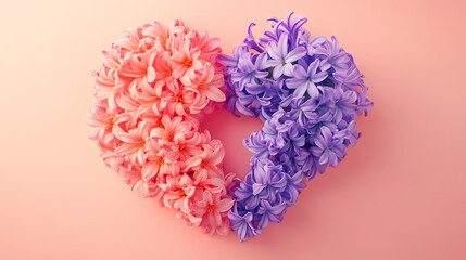 Fototapeta premium Heart-Shaped Floral Design with Pink and Purple Flowers