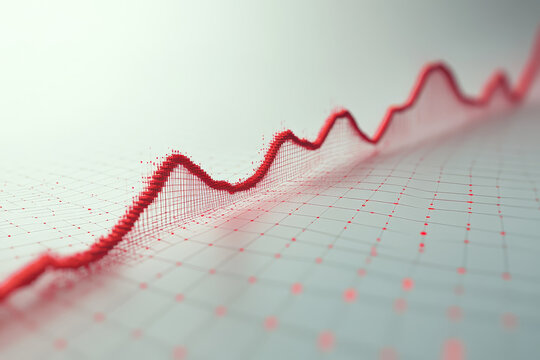 Abstract Red  D Data Graph  Stock Chart  Growth Trend