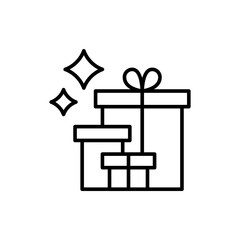 Free gift outline icons, minimalist vector illustration ,simple transparent graphic element .Isolated on white background