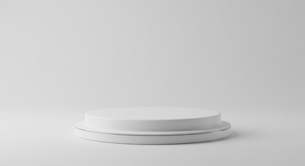 Minimal White Marble Pedestal Podium - Clean and Empty Product Display Stand on White Background
