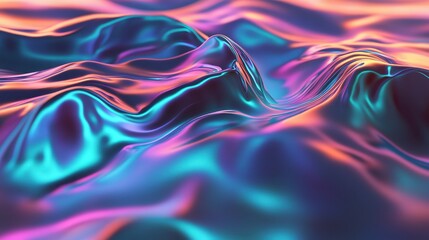 Fototapeta premium Colorful abstract waves with vibrant reflections and smooth textures