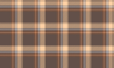 Seamless plaid pattern, brown, cream, gray, suitable for designing clothes such as skirts and pants, creating a warm and modern look, vector illustration.