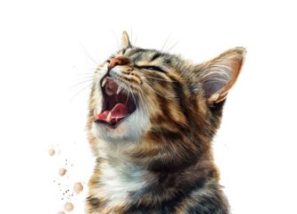 Cat yawning animal portrait playfulness isolated on transparent background