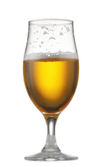 Glass of fresh beer isolated on white