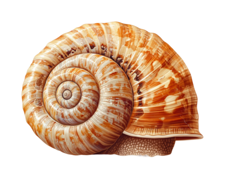 Spiral shell study nature isolated on transparent background