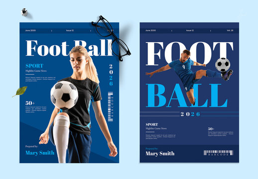 Football Sport Magazine Cover Layout