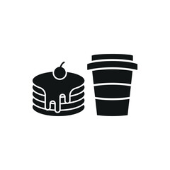 Drink and pancake set food icon represents a classic breakfast combo, perfect for café menus, restaurant designs, and morning meal illustrations.