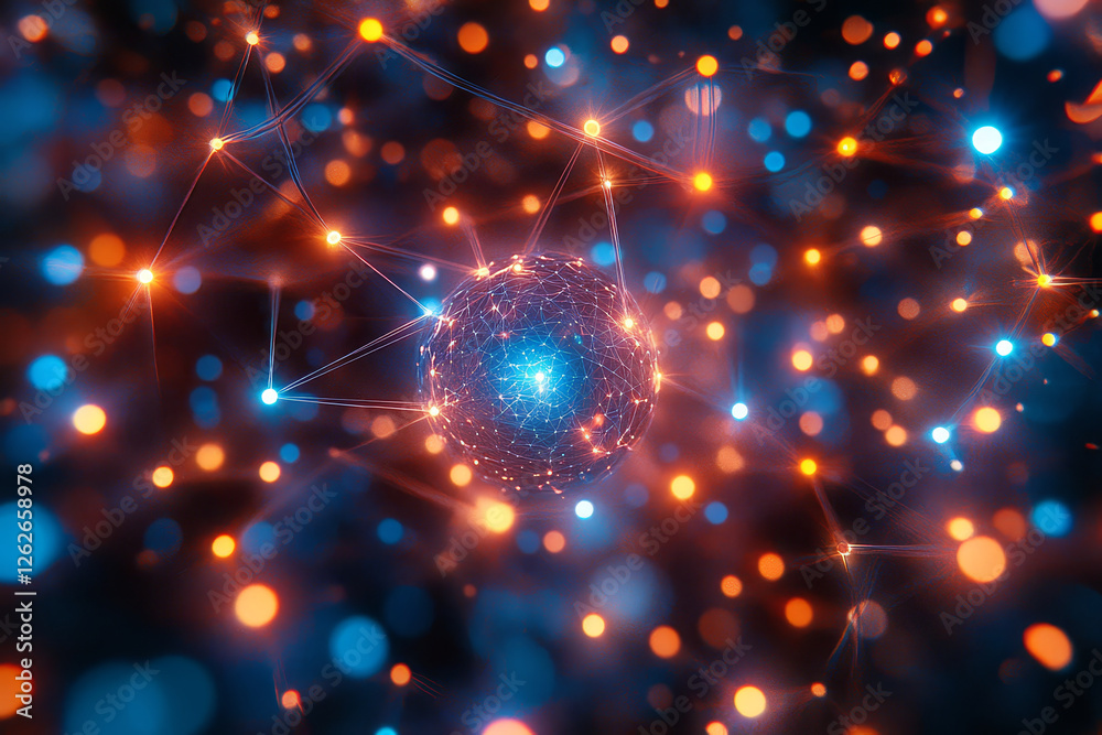 Wall mural global network illuminated sphere abstract technology background