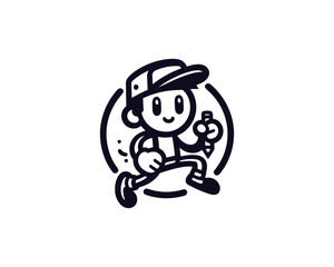 cartoon boy logo design vector template
