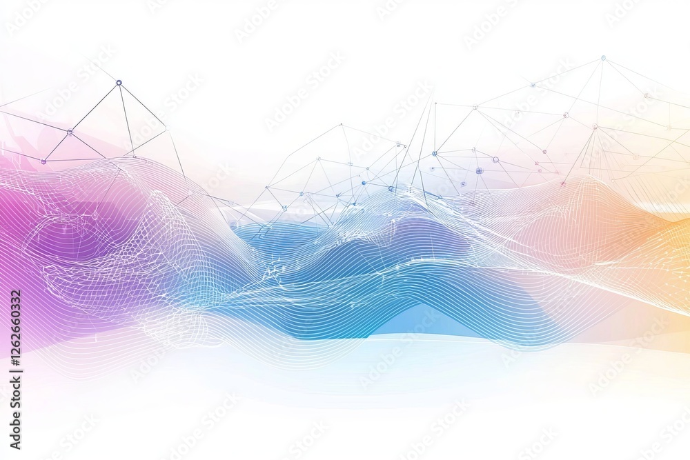 Poster a visualization depicting a futuristic holographic particle display with luminous particles and a se