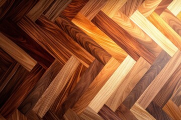 geometric herringbone pattern of rich walnut wood flooring, seamless luxury parquet texture with warm honey tones and natural grain detail