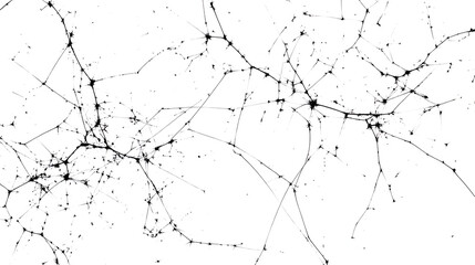 Cracked Glass Texture Abstract Pattern with Network of Fracture Lines on Transparent Backdrop Design