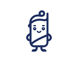 funny cartoon line art logo design vector template