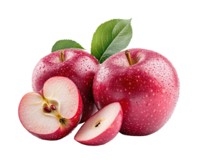 Natural freshness juicy apple harvest isolated on transparent background