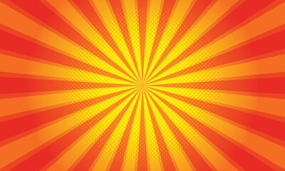 Abstract orange radial sunburst comic background