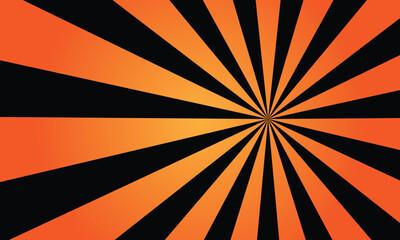 Orange and black radial rays retro background