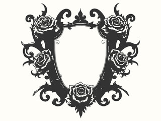 Blank frame border with flower Art & Illustration