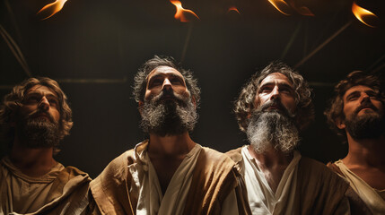 Obraz premium Pentecost. Holy Spirit upon Apostles.