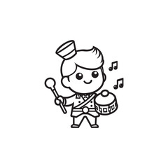 A Boy is Practicing With His Snare Drum.