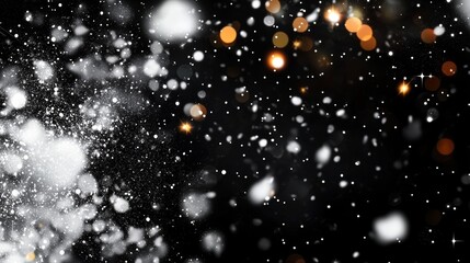 The texture of rain and fog against a black backdrop produces a striking overlay effect, with frozen abstract splashes of rain and snow particles