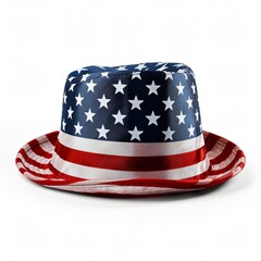 4th of July USA Flag Hat Isolated White Background