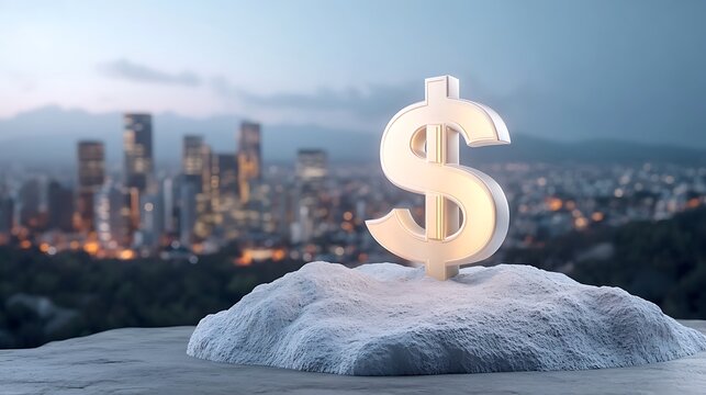 Investment opportunities highlighted in urban landscape with dollar sign symbolizing wealth