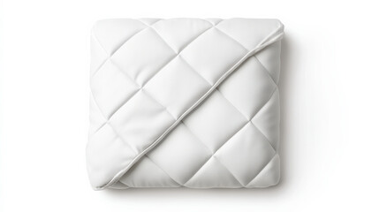 A fluffy, white quilted blanket neatly folded, featuring a diamond pattern and soft texture, inviting comfort and warmth.