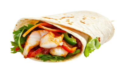 Tasty shrimp wraps for fresh meals isolated on transparent background
