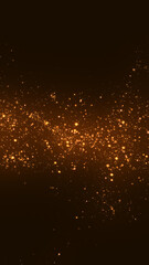 abstract dark luxury gold background with golden glitter bokeh lights and particles , holiday christmas new year vertical social media design element