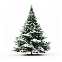 Fototapeta premium Christmas Tree Snow Isolated White Background Image