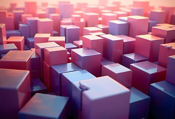 Abstract pink 3D cubes background with a modern geometric pattern