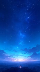 Fototapeta premium Fantasy castle fortress with clouds and blue sky, phone wallpaper