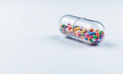 Colorful capsule with vibrant beads inside