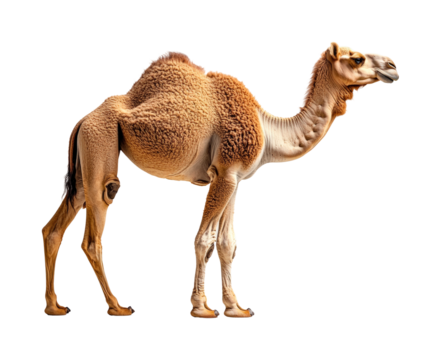 Camel walking in desert animal portrait isolated on transparent background