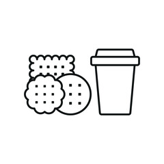 Drink and biscuit set food icon designed with a cozy flair, offering a warm look for projects related to tea time, snacks, or café culture.