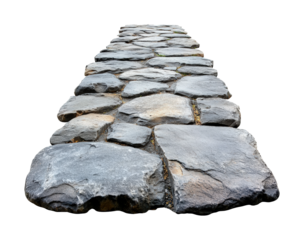 Stone pathway leading through nature isolated on transparent background