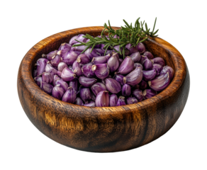 Fresh purple garlic bulbs kitchen food isolated on transparent background