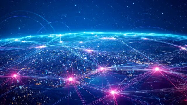 Futuristic Neural Network Visualization with Data Nodes and AI Grid, Machine Learning Background Concept, Generative AI