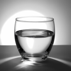 This image captures the simplicity and beauty of a clear glass of water, highlighting the delicate interaction between light and transparency. The cylindrical glass, with its straight edges, allows fo