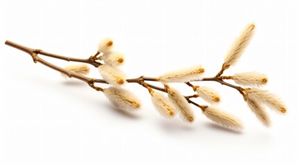 Willow Catkins Isolated White Background