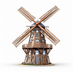 Isolated Windmill On White Background