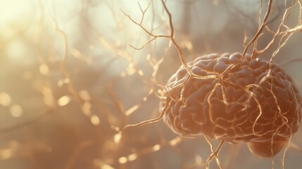 Close-up of human brain with intricate neural pathways, symbolizing cognitive biases and complex thought processes, ideal for educational or scientific presentations.