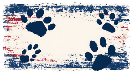 Distressed Patriotic Paws Graphic with Bold Paw Prints for Pet Lovers and American Pride Design
