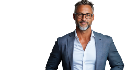 Expert businessman portrait in bright professional setting