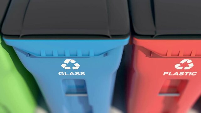 Colorful recycling bins for waste separation Trash bin for garbage organic plastic glass paper metal