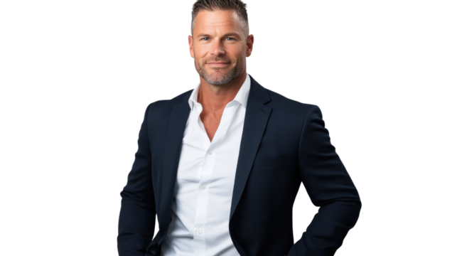 Confident business professional studio portrait photography indoor eye-level self-confidence