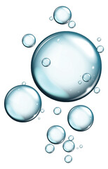 Bubbles in water isolated on white background