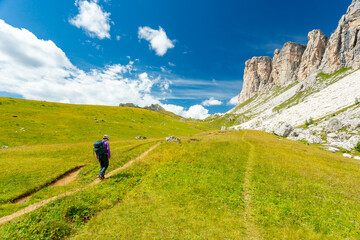 Fototapeta premium Dolomites Mountains, Italy. Hiking trails in summer