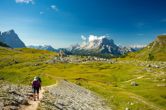 Dolomites Mountains, Italy. Hiking trails in summer