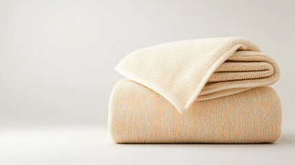 Luxurious cotton towels folded neatly on a soft surface, perfect for enhancing bathroom decor and offering ultimate comfort.